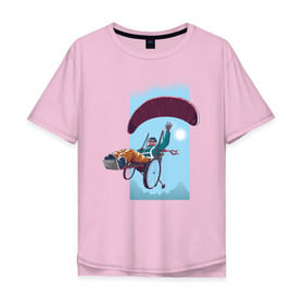 Мужская футболка хлопок Oversize с принтом Параплан в Санкт-Петербурге, 100% хлопок | свободный крой, круглый ворот, “спинка” длиннее передней части | для инвалидов | инвалид | коляска | параплан | парашют | полет