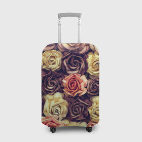 Чехол для чемодана 3D с принтом Шоколадные розы в Санкт-Петербурге, 86% полиэфир, 14% спандекс | двустороннее нанесение принта, прорези для ручек и колес | бабушке | девочке | девушке | дочке | желтые цветы | женщине | маме | подруге | природа | розовые цветы | розы | сестре | теще | тюльпаны | цветы