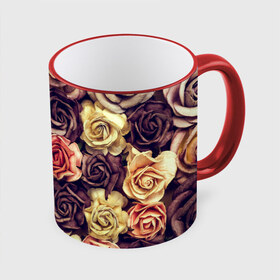 Кружка 3D с принтом Шоколадные розы в Санкт-Петербурге, керамика | ёмкость 330 мл | Тематика изображения на принте: бабушке | девочке | девушке | дочке | желтые цветы | женщине | маме | подруге | природа | розовые цветы | розы | сестре | теще | тюльпаны | цветы