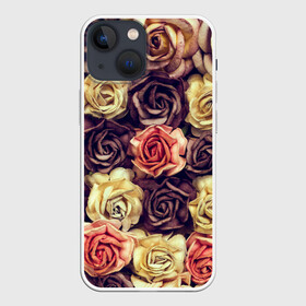 Чехол для iPhone 13 mini с принтом Шоколадные розы в Санкт-Петербурге,  |  | бабушке | девочке | девушке | дочке | желтые цветы | женщине | маме | подруге | природа | розовые цветы | розы | сестре | теще | тюльпаны | цветы