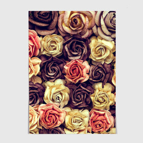 Постер с принтом Шоколадные розы в Санкт-Петербурге, 100% бумага
 | бумага, плотность 150 мг. Матовая, но за счет высокого коэффициента гладкости имеет небольшой блеск и дает на свету блики, но в отличии от глянцевой бумаги не покрыта лаком | бабушке | девочке | девушке | дочке | желтые цветы | женщине | маме | подруге | природа | розовые цветы | розы | сестре | теще | тюльпаны | цветы