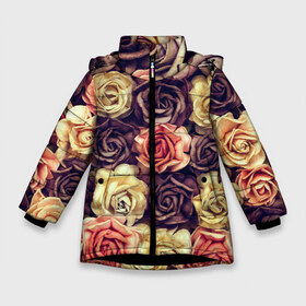 Зимняя куртка для девочек 3D с принтом Шоколадные розы в Санкт-Петербурге, ткань верха — 100% полиэстер; подклад — 100% полиэстер, утеплитель — 100% полиэстер. | длина ниже бедра, удлиненная спинка, воротник стойка и отстегивающийся капюшон. Есть боковые карманы с листочкой на кнопках, утяжки по низу изделия и внутренний карман на молнии. 

Предусмотрены светоотражающий принт на спинке, радужный светоотражающий элемент на пуллере молнии и на резинке для утяжки. | бабушке | девочке | девушке | дочке | желтые цветы | женщине | маме | подруге | природа | розовые цветы | розы | сестре | теще | тюльпаны | цветы