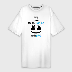 Платье-футболка хлопок с принтом Marshmello (MELLOGANG) в Санкт-Петербурге,  |  | christopher comstock | dj | marshmello | mellogang | music | диджей | клубная музыка | клубняк | крис комсток | логотип | маршмеллоу | музыка