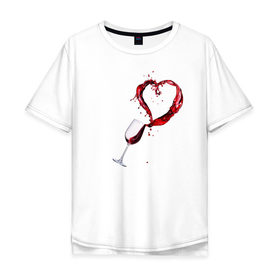 Мужская футболка хлопок Oversize с принтом Винишко в сердце у меня в Санкт-Петербурге, 100% хлопок | свободный крой, круглый ворот, “спинка” длиннее передней части | Тематика изображения на принте: love | wine | бокал | вино | винцо | любовь | сердце | фужер