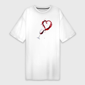Платье-футболка хлопок с принтом Винишко в сердце у меня в Санкт-Петербурге,  |  | Тематика изображения на принте: love | wine | бокал | вино | винцо | любовь | сердце | фужер