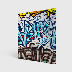 Холст квадратный с принтом Graffiti в Санкт-Петербурге, 100% ПВХ |  | grafity | paint | street art | urban | город | граффити | искусство | кирпичи | краски | рисунки | стена | улицы | уличное искусство