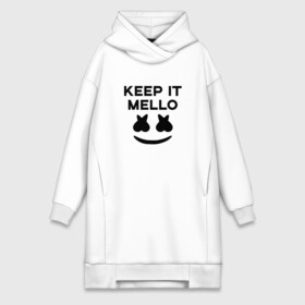 Платье-худи хлопок с принтом KEEP IT MELLO (Marshmello) в Санкт-Петербурге,  |  | christopher comstock | dj | keep it mello | marshmello | mello | music | диджей | клубная музыка | клубняк | крис комсток | логотип | маршмеллоу | музыка