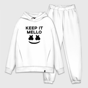 Мужской костюм хлопок OVERSIZE с принтом KEEP IT MELLO (Marshmello) в Санкт-Петербурге,  |  | christopher comstock | dj | keep it mello | marshmello | mello | music | диджей | клубная музыка | клубняк | крис комсток | логотип | маршмеллоу | музыка