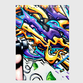 Скетчбук с принтом NEON GRAFFITI в Санкт-Петербурге, 100% бумага
 | 48 листов, плотность листов — 100 г/м2, плотность картонной обложки — 250 г/м2. Листы скреплены сверху удобной пружинной спиралью | grafity | paint | street art | urban | город | граффити | искусство | кирпичи | краски | рисунки | стена | улицы | уличное искусство