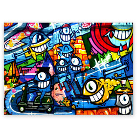 Поздравительная открытка с принтом GRAFFITI EXCLUSIVE в Санкт-Петербурге, 100% бумага | плотность бумаги 280 г/м2, матовая, на обратной стороне линовка и место для марки
 | grafity | paint | street art | urban | город | граффити | искусство | кирпичи | краски | рисунки | стена | улицы | уличное искусство