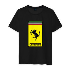 Мужская футболка хлопок с принтом Corleone Ferrari в Санкт-Петербурге, 100% хлопок | прямой крой, круглый вырез горловины, длина до линии бедер, слегка спущенное плечо. | 