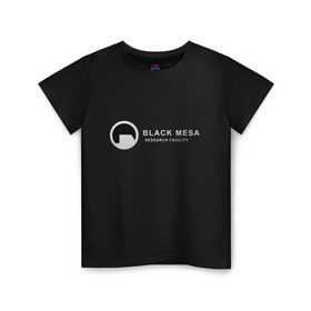 Детская футболка хлопок с принтом Black mesa logo в Санкт-Петербурге, 100% хлопок | круглый вырез горловины, полуприлегающий силуэт, длина до линии бедер | black mesa | black mesa logo | research facility