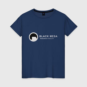 Женская футболка хлопок с принтом Black mesa logo в Санкт-Петербурге, 100% хлопок | прямой крой, круглый вырез горловины, длина до линии бедер, слегка спущенное плечо | black mesa | black mesa logo | research facility