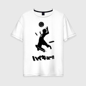 Женская футболка хлопок Oversize с принтом Haikyuu!! Shouyou Hinata в Санкт-Петербурге, 100% хлопок | свободный крой, круглый ворот, спущенный рукав, длина до линии бедер
 | haikyuu | shouyou hinata | волейбол | волейбол аниме | шоё хината