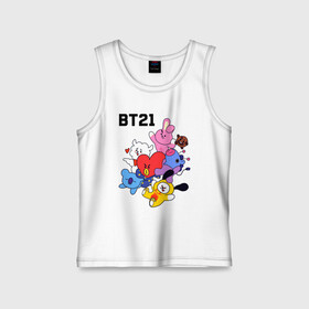 Детская майка хлопок с принтом BT21 Mascots в Санкт-Петербурге,  |  | bangtan boys | bt21mascots | bts | chimmy | cooky | koya | mang | rj | shooky | tata | van