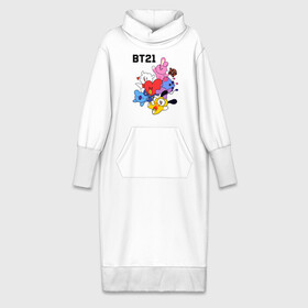 Платье удлиненное хлопок с принтом BT21 Mascots в Санкт-Петербурге,  |  | bangtan boys | bt21mascots | bts | chimmy | cooky | koya | mang | rj | shooky | tata | van