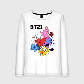 Женский лонгслив хлопок с принтом BT21 Mascots в Санкт-Петербурге, 100% хлопок |  | bangtan boys | bt21mascots | bts | chimmy | cooky | koya | mang | rj | shooky | tata | van