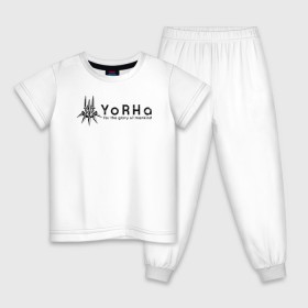 Детская пижама хлопок с принтом YoRHa Logo в Санкт-Петербурге, 100% хлопок |  брюки и футболка прямого кроя, без карманов, на брюках мягкая резинка на поясе и по низу штанин
 | nier automata | nier automata logo | yorha