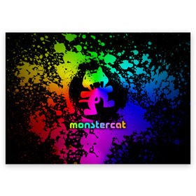 Поздравительная открытка с принтом Monstercat в Санкт-Петербурге, 100% бумага | плотность бумаги 280 г/м2, матовая, на обратной стороне линовка и место для марки
 | monstercat | клуб | клубная музыка | кот | котенок | кошка | лейбл | монстар | монстар кет | монстер | музыка | танцевальная музыка | электронная | электронная музыка