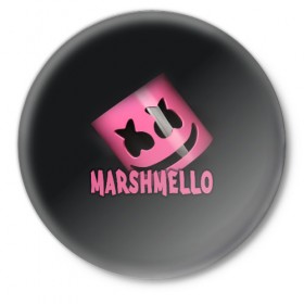 Значок с принтом Marshmello в Санкт-Петербурге,  металл | круглая форма, металлическая застежка в виде булавки | 