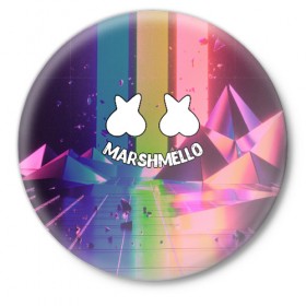 Значок с принтом Marshmello MUSIC в Санкт-Петербурге,  металл | круглая форма, металлическая застежка в виде булавки | 
