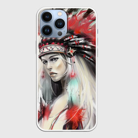 Чехол для iPhone 13 Pro Max с принтом Индейская девушка в Санкт-Петербурге,  |  | Тематика изображения на принте: африка | индейцы | куп | перо | перья | этно