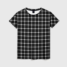 Женская футболка 3D с принтом Неуловимые серый точки в Санкт-Петербурге, 100% полиэфир ( синтетическое хлопкоподобное полотно) | прямой крой, круглый вырез горловины, длина до линии бедер | иллюзия | кажется | квадраты | клетка | круги | линии | полосы | сетка | точки | ячейка