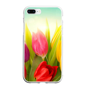 Чехол для iPhone 7Plus/8 Plus матовый с принтом Тюльпаны в Санкт-Петербурге, Силикон | Область печати: задняя сторона чехла, без боковых панелей | бабушке | девочке | девушке | дочке | желтые цветы | женщине | маме | подруге | природа | розовые цветы | розы | сестре | теще | тюльпаны | цветы