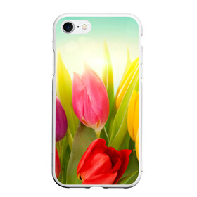 Чехол для iPhone 7/8 матовый с принтом Тюльпаны в Санкт-Петербурге, Силикон | Область печати: задняя сторона чехла, без боковых панелей | бабушке | девочке | девушке | дочке | желтые цветы | женщине | маме | подруге | природа | розовые цветы | розы | сестре | теще | тюльпаны | цветы