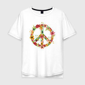 Мужская футболка хлопок Oversize с принтом Peace в Санкт-Петербурге, 100% хлопок | свободный крой, круглый ворот, “спинка” длиннее передней части | 23 | 8 | peace | вип | дизайн | дружба | любовь | мир | мода | новинка | новый год | пис | подарок | природа | стритвир | топ | тренд | цветы