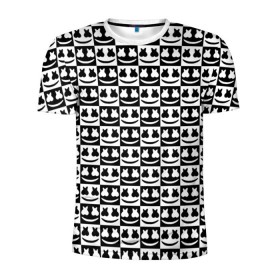 Мужская футболка 3D спортивная с принтом Marshmello Black&White в Санкт-Петербурге, 100% полиэстер с улучшенными характеристиками | приталенный силуэт, круглая горловина, широкие плечи, сужается к линии бедра | black and white | christopher comstock | dj | marshmello | music | диджей | клубная музыка | клубняк | крис комсток | логотип | маршмеллоу | музыка | черно белый