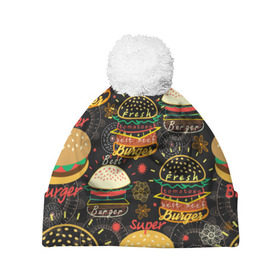 Шапка 3D c помпоном с принтом Гамбургеры в Санкт-Петербурге, 100% полиэстер | универсальный размер, печать по всей поверхности изделия | hamburgers | sandwic | булочка | бутерброды | быстрая | гамбургер | гамбургеры | геометрический | графика | еда | зелень | иллюстрация | картинка | кунжут | мода | мясо | надпись | орнамент | рисунок | свежий
