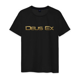 Мужская футболка хлопок с принтом DEUS EX в Санкт-Петербурге, 100% хлопок | прямой крой, круглый вырез горловины, длина до линии бедер, слегка спущенное плечо. | cyberpunk | deus ex | future | game | будущ | игра | киберпанк