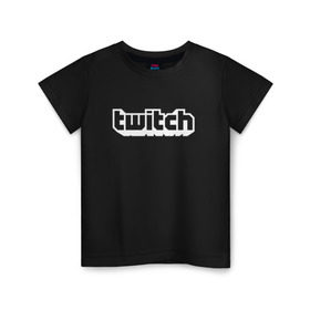 Детская футболка хлопок с принтом Twitch в Санкт-Петербурге, 100% хлопок | круглый вырез горловины, полуприлегающий силуэт, длина до линии бедер | Тематика изображения на принте: game | gamer | logo | twitch | twitties | игры | логотип | стрим | твитч