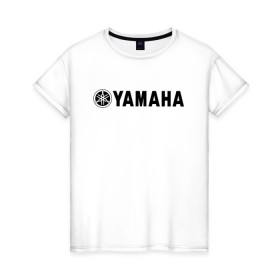 Женская футболка хлопок с принтом YAMAHA в Санкт-Петербурге, 100% хлопок | прямой крой, круглый вырез горловины, длина до линии бедер, слегка спущенное плечо | bike | moto | motorcycle | r1 | r6 | yamaha | байк | мото | мотоциклы | ямаха