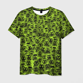 Мужская футболка 3D с принтом Газовая атака в Санкт-Петербурге, 100% полиэфир | прямой крой, круглый вырез горловины, длина до линии бедер | газ | зеленый | маска | паттрен | противогаз | радиация | распиратор | толпа | химия