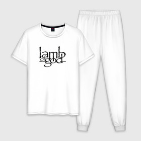Мужская пижама хлопок с принтом Lamb Of God в Санкт-Петербурге, 100% хлопок | брюки и футболка прямого кроя, без карманов, на брюках мягкая резинка на поясе и по низу штанин
 | groove thrash | lamb of god | usa