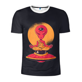 Мужская футболка 3D спортивная с принтом Пришелец в Санкт-Петербурге, 100% полиэстер с улучшенными характеристиками | приталенный силуэт, круглая горловина, широкие плечи, сужается к линии бедра | alien | ufo | инопланетяне | инопланетянин | медитация | нло | пришелец | пришельцы
