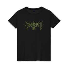 Женская футболка хлопок с принтом Moonspell в Санкт-Петербурге, 100% хлопок | прямой крой, круглый вырез горловины, длина до линии бедер, слегка спущенное плечо | Тематика изображения на принте: black | folk | gothic | gothic black | moonspell | symphonic black