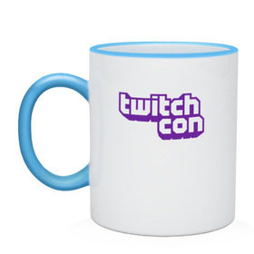 Кружка двухцветная с принтом TwitchCon в Санкт-Петербурге, керамика | объем — 330 мл, диаметр — 80 мм. Цветная ручка и кайма сверху, в некоторых цветах — вся внутренняя часть | 