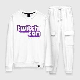 Женский костюм хлопок с принтом TwitchCon в Санкт-Петербурге, 100% хлопок | на свитшоте круглая горловина, мягкая резинка по низу. Брюки заужены к низу, на них два вида карманов: два 