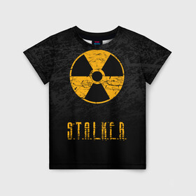 Детская футболка 3D с принтом S.T.A.L.K.E.R. в Санкт-Петербурге, 100% гипоаллергенный полиэфир | прямой крой, круглый вырез горловины, длина до линии бедер, чуть спущенное плечо, ткань немного тянется | Тематика изображения на принте: anomaly | bandit | chernobyl | logo | pripyat | shadow of chernobyl | stalker | stalker 2 | zone | аномалия | бандиты | зона | лого | меченый | припять | сталкер | сталкер 2 | тени чернобыля | чернобыль | чистое небо