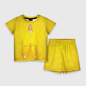 Детский костюм с шортами 3D с принтом Yellow Billie в Санкт-Петербурге,  |  | billie eilish | lovely | music | ocean eyes | pop | билли айлиш | девушка | музыка | океан | поп | эйлиш | элиш