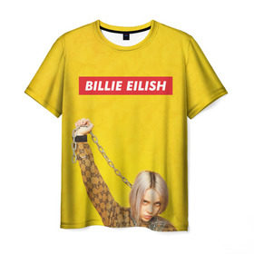 Мужская футболка 3D с принтом Billie Eilish в Санкт-Петербурге, 100% полиэфир | прямой крой, круглый вырез горловины, длина до линии бедер | billie eilish | lovely | music | ocean eyes | pop | билли айлиш | девушка | музыка | океан | поп | эйлиш | элиш