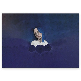 Поздравительная открытка с принтом Billie Eilish Flowers в Санкт-Петербурге, 100% бумага | плотность бумаги 280 г/м2, матовая, на обратной стороне линовка и место для марки
 | billie eilish | lovely | music | ocean eyes | pop | билли айлиш | девушка | музыка | океан | поп | эйлиш | элиш