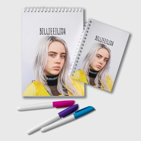 Блокнот с принтом BillieEilish в Санкт-Петербурге, 100% бумага | 48 листов, плотность листов — 60 г/м2, плотность картонной обложки — 250 г/м2. Листы скреплены удобной пружинной спиралью. Цвет линий — светло-серый
 | billie eilish | lovely | music | ocean eyes | pop | билли айлиш | девушка | музыка | океан | поп | эйлиш | элиш