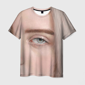 Мужская футболка 3D с принтом Ocean Eyes в Санкт-Петербурге, 100% полиэфир | прямой крой, круглый вырез горловины, длина до линии бедер | billie eilish | lovely | music | ocean eyes | pop | билли айлиш | девушка | музыка | океан | поп | эйлиш | элиш