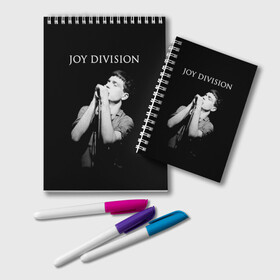 Блокнот с принтом Joy Division в Санкт-Петербурге, 100% бумага | 48 листов, плотность листов — 60 г/м2, плотность картонной обложки — 250 г/м2. Листы скреплены удобной пружинной спиралью. Цвет линий — светло-серый
 | Тематика изображения на принте: ian curtis | joy division | joy division unknown pleasures | love will tear us apart | группы | иэн кёртис | пост панк | рок