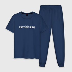 Мужская пижама хлопок с принтом Septicflesh в Санкт-Петербурге, 100% хлопок | брюки и футболка прямого кроя, без карманов, на брюках мягкая резинка на поясе и по низу штанин
 | 