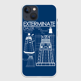 Чехол для iPhone 13 с принтом Доктор Кто. Далек в Санкт-Петербурге,  |  | blueprint | dalek | doctor who | exterminate | time lord | далек | далеки | доктор | доктор кто | повелитель времени | схема | чертёж